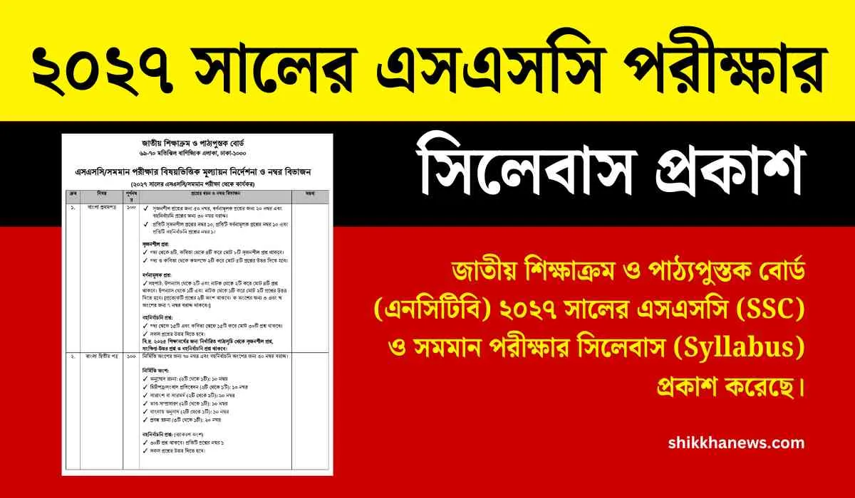 ২০২৭ সালের এসএসসি পরীক্ষার সিলেবাস প্রকাশ (এসএসসি/দাখিল নিউজ)